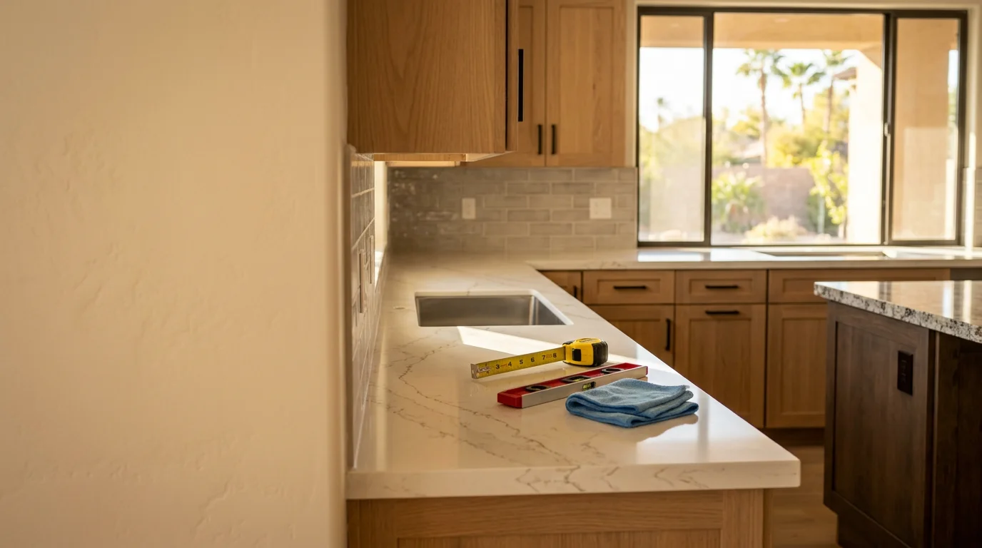 Installed countertop in modern kitchen