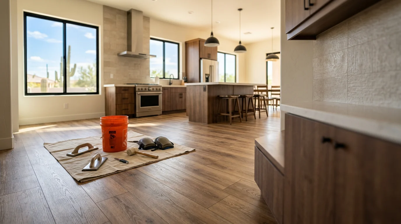 Newly installed flooring in residential home