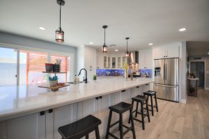 White Cabinets, Black Stainless Steel Appliances & Black drawer pulls and handles